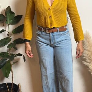 Light mustard yellow button up top
